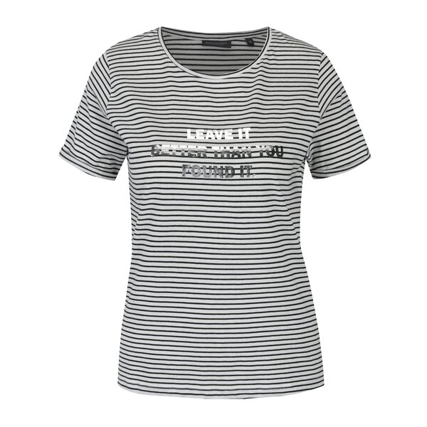 Tricou alb&negru cu print metalic Broadway Maike