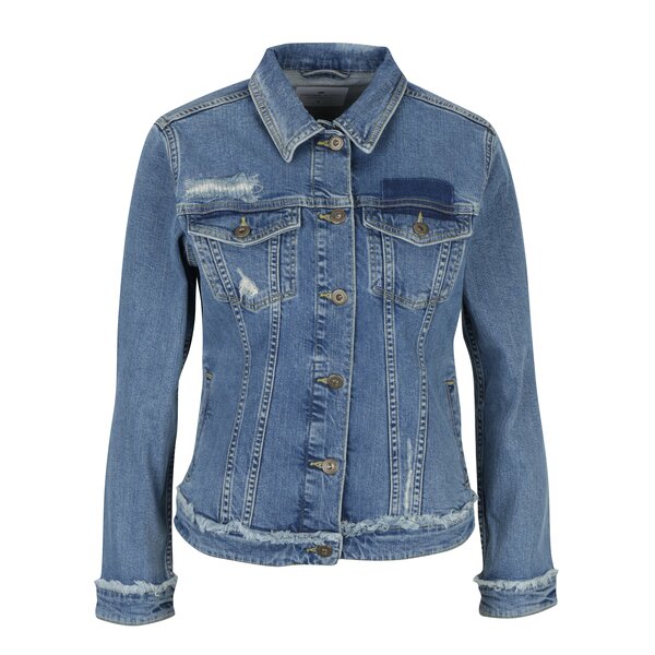 Jachetă albastră din denim cu aspect deteriorat pentru femei Cross Jeans