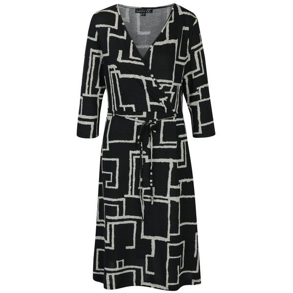Rochie suprapusă negru cu gri cu print geometric Smashed Lemon