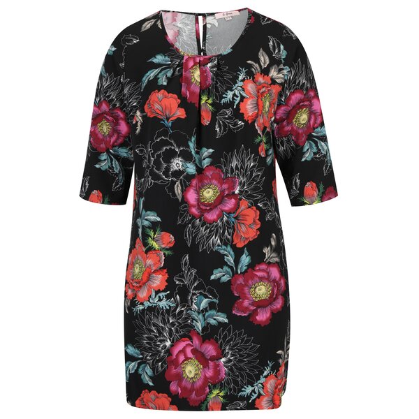 Rochie neagră cu print si mâneci 3/4 LA Lemon