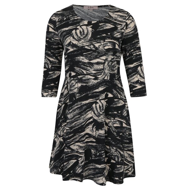 Rochie negru&crem cu print abstract LA Lemon