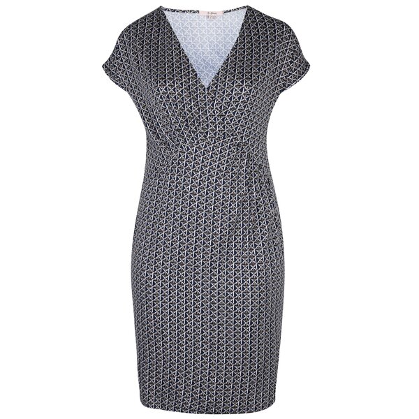 Rochie alb, bleumarin & bej cu decolteu suprapus LA Lemon