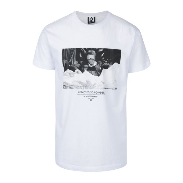 Tricou alb pentru bărbați cu print Horsefeathers Montana