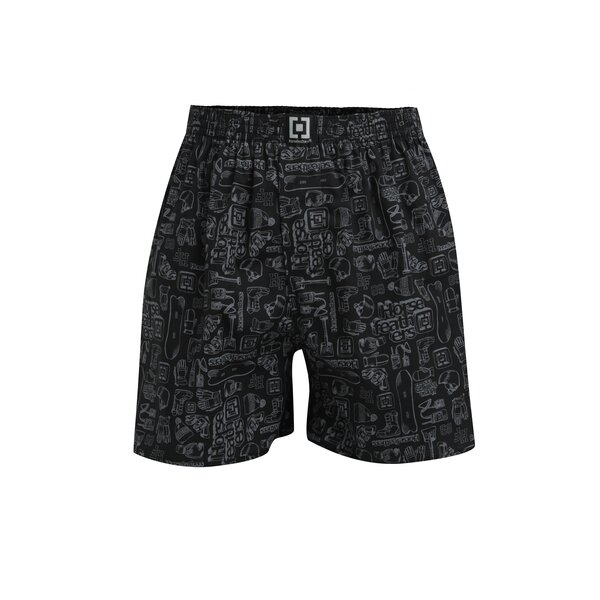 Boxeri negri cu print Horsefeathers Manny