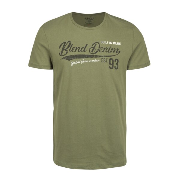 Tricou slim fit kaki cu print Blend