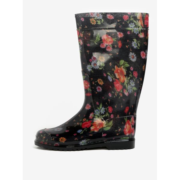 Cizme negre de ploaie cu imprimeu floral - Oldcom Rain