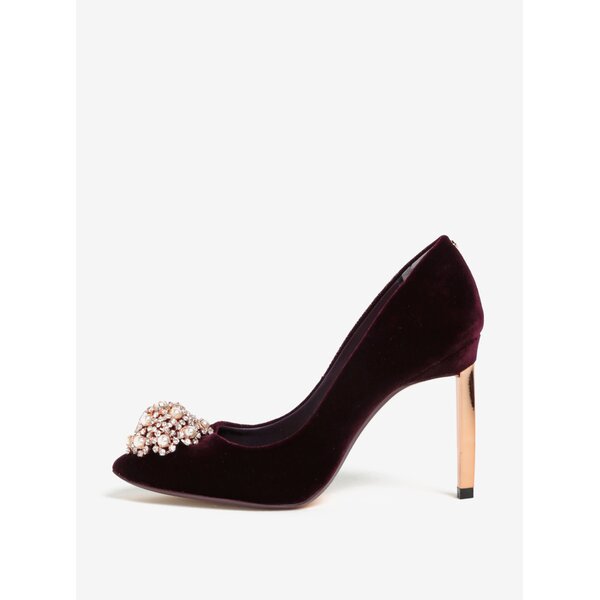 Pantofi bordo cu toc cui și aplicație decorativă din perle - Ted Baker Peetch
