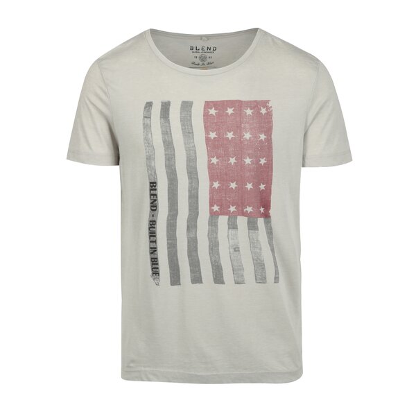 Tricou crem slim fit cu print steag american Blend