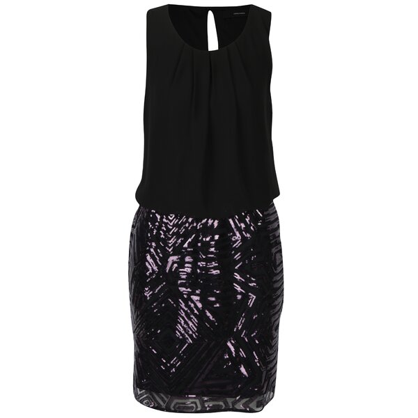 Rochie neagră cu paiete violet VERO MODA Silje