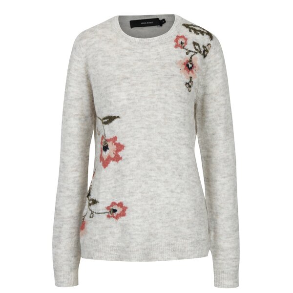 Pulover gri melanj cu amestec de alpaca VERO MODA Compton