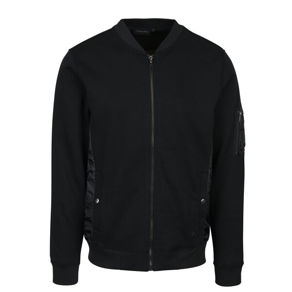 Geacă neagră bomber cu inserții laterale Casual Friday by Blend