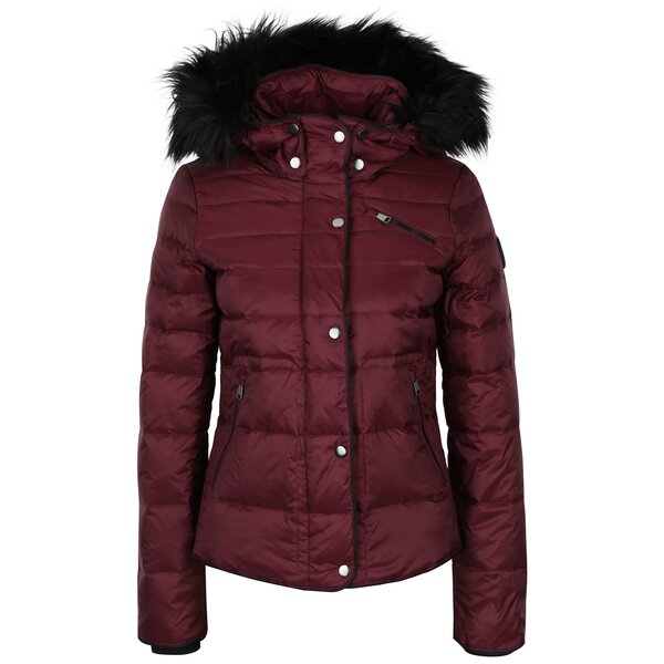 Geacă matlasată bordo cu blană VERO MODA Marga