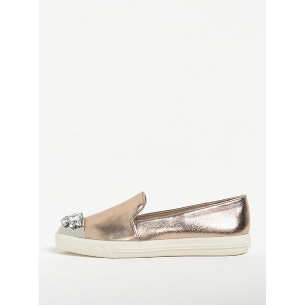Pantofi slip on auriu rose cu decorațiuni pe vârf - Miss KG Lollie