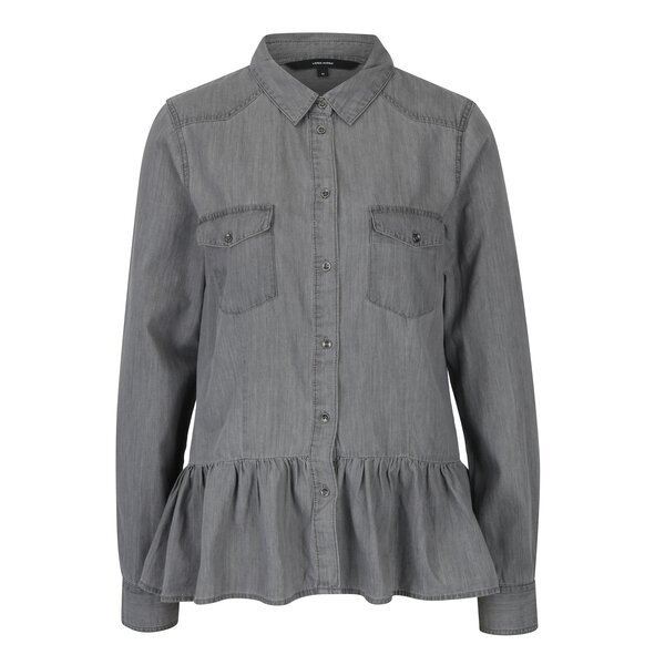 Cămașă peplum gri din denim VERO MODA Vera
