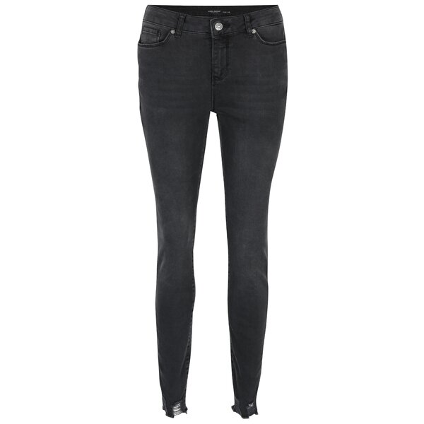 Blugi gri skinny cu terminații franjurate VERO MODA Seven