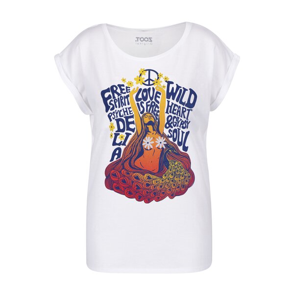 Tricou alb cu print hippie ZOOT Original Hippie
