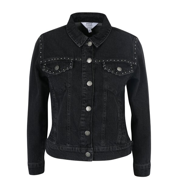 Jacheta neagra din denim cu tinte Miss Selfridge