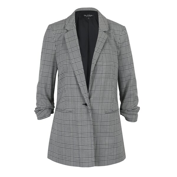 Sacou lung alb&negru cu model houndstooth Miss Selfridge