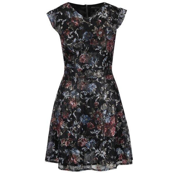 Rochie neagră cu print floral Mela London