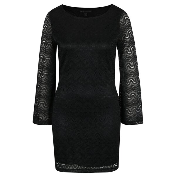 Rochie neagră din dantelă cu mâneci - clopot Mela London