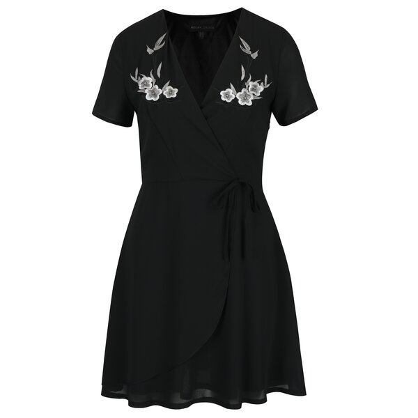 Rochie neagră cu broderii Mela London