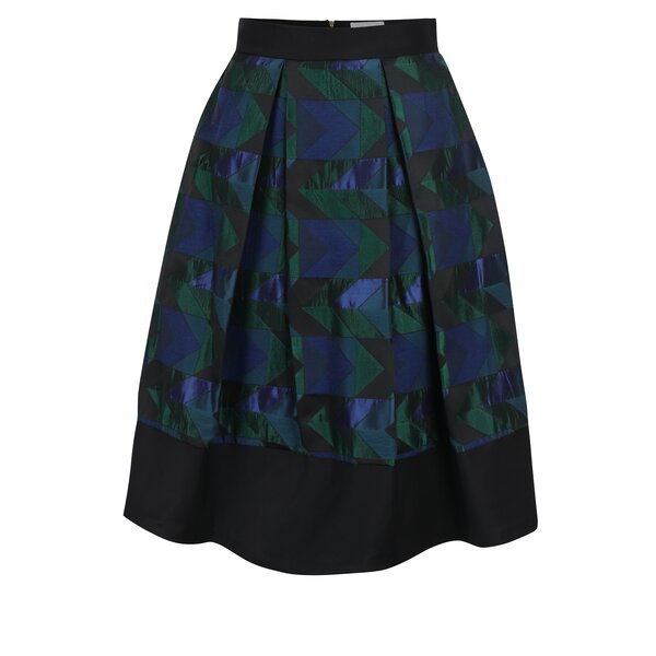Fustă neagră cu pense si print geometric Closet