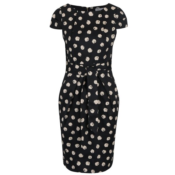 Rochie neagră cu croi conic și buline Closet