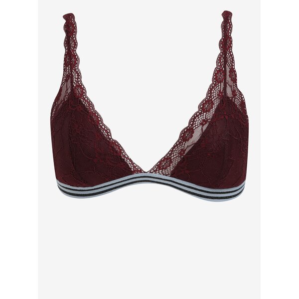 Sutien bordo din dantelă, fără închidere Pieces Crakel