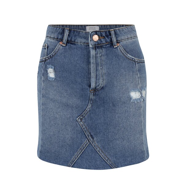 Fusta din denim albastra cu aspect deteriorat Miss Selfridge