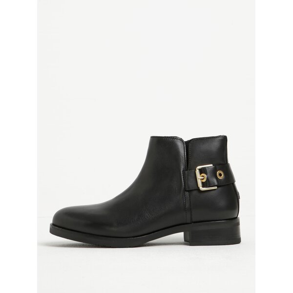 Botine negre din piele cu cataramă pentru femei Tommy Hilfiger Tessa