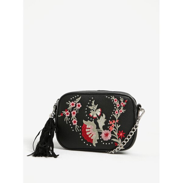 Geanta crossbody neagra cu broderie florala Miss Selfridge