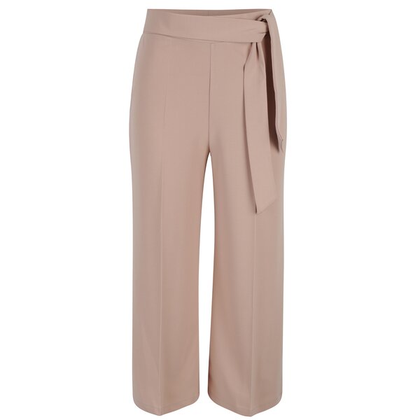 Pantaloni culottes roz prafuit cu cordon in talie Miss Selfridge