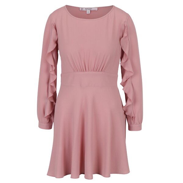 Rochie roz prafuit cu volane pe maneci Miss Selfridge Petites