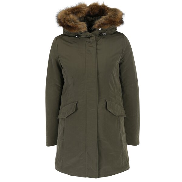 Geaca parka kaki cu blana pentru femei Geox