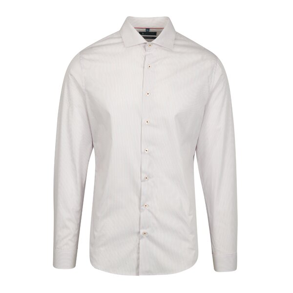 Cămașă albă super slim fit cu dungi roșu&albastru Braiconf Iacob