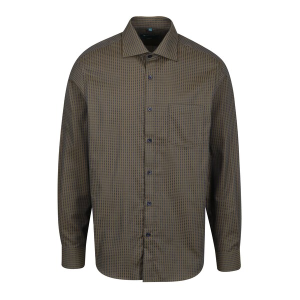 Cămașă maro&bleumarin slim fit cu model Braiconf Maxmilian