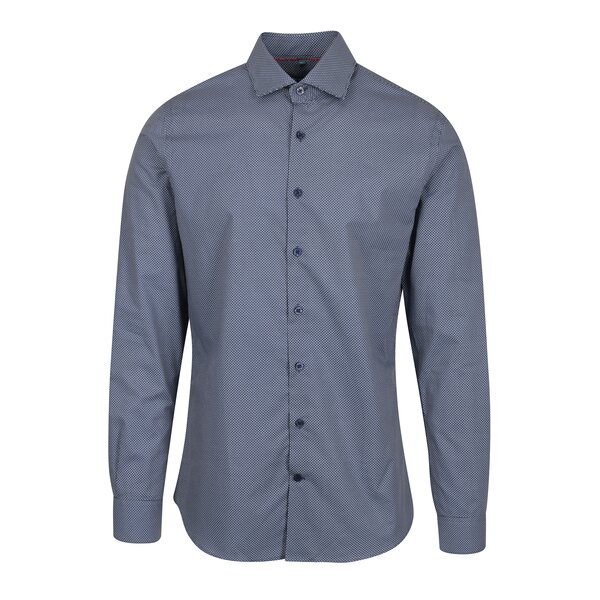 Cămașă albastru închis super slim fit cu buline Braiconf Nicoara