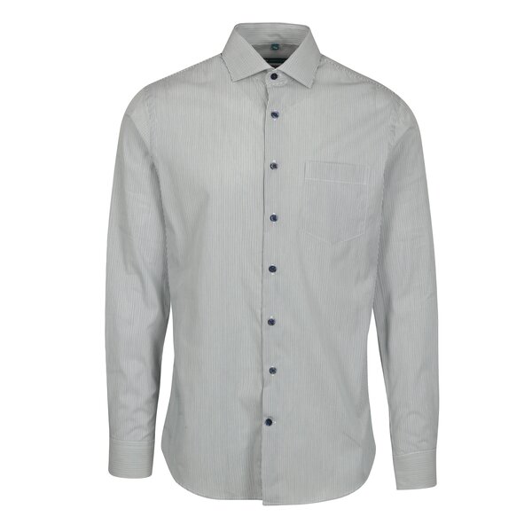 Cămașă albă super slim fit cu dungi verzi&albastre Braiconf Flaviu