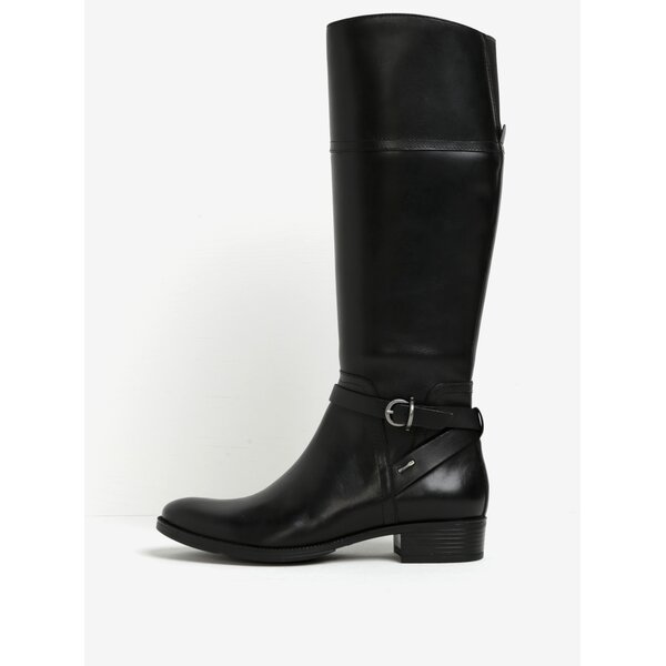 Cizme inalte negre din piele cu barete incrucisate pentru femei Geox Meldi ABX