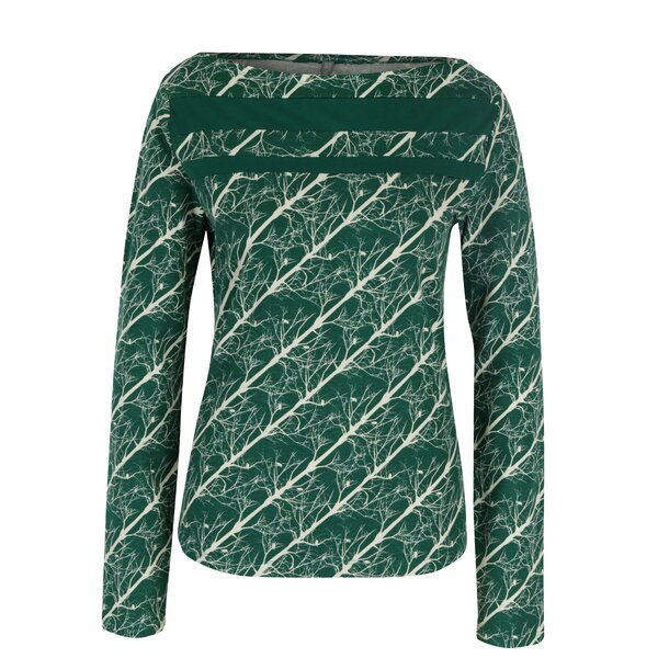 Bluza verde cu print crem si cu decolteu barcuta Tranquillo Dota