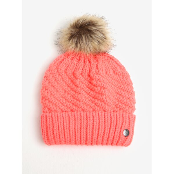 Caciula tricotata roz neon cu pompom - Roxy Blizzard