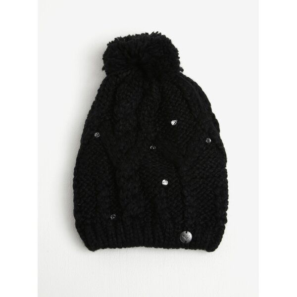 Caciula neagra cu pompon si pietre decorative - Roxy Shoot Star