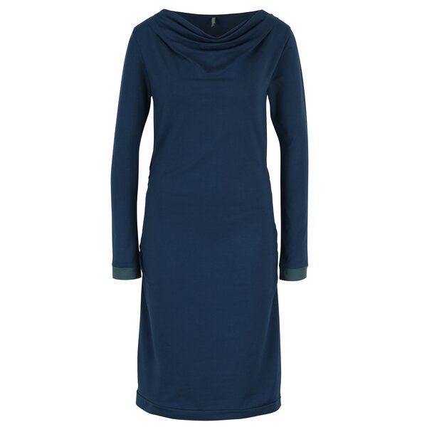 Rochie midi albastru petrol cu decolteu drapat Tranquillo Raiven