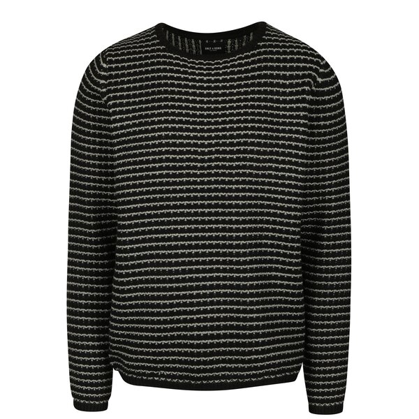 Pulover gros negru cu gri ONLY & SONS Tyson