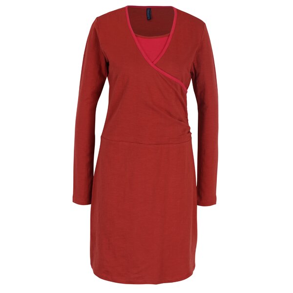 Rochie caramizie cu garnitura roz Tranquillo Vivi