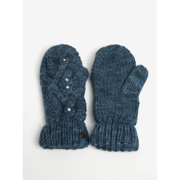 Manusi tricotate albastru petrol cu pietre decorative - Roxy Shooting Star