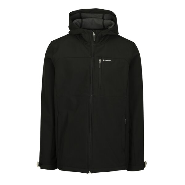 Geaca neagra impermeabila softshell cu gluga pentru barbati LOAP Lutek