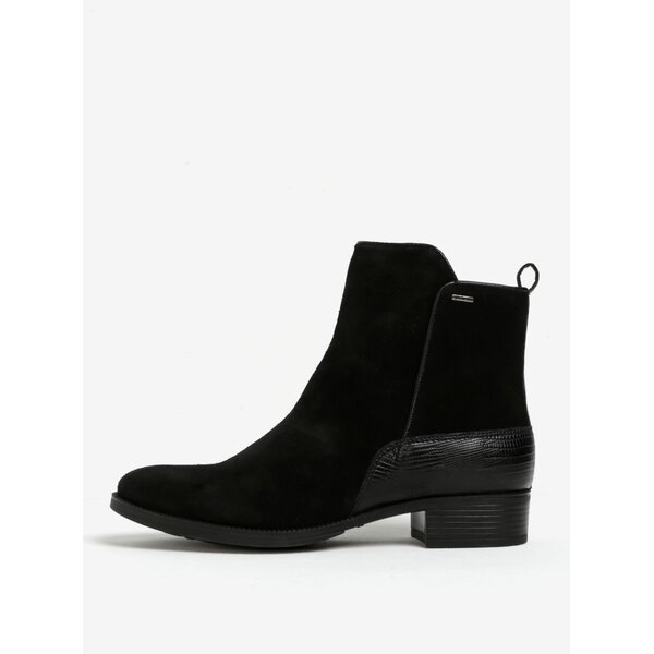 Ghete negre din piele intoarsa cu model reptila Geox Mendi ABX