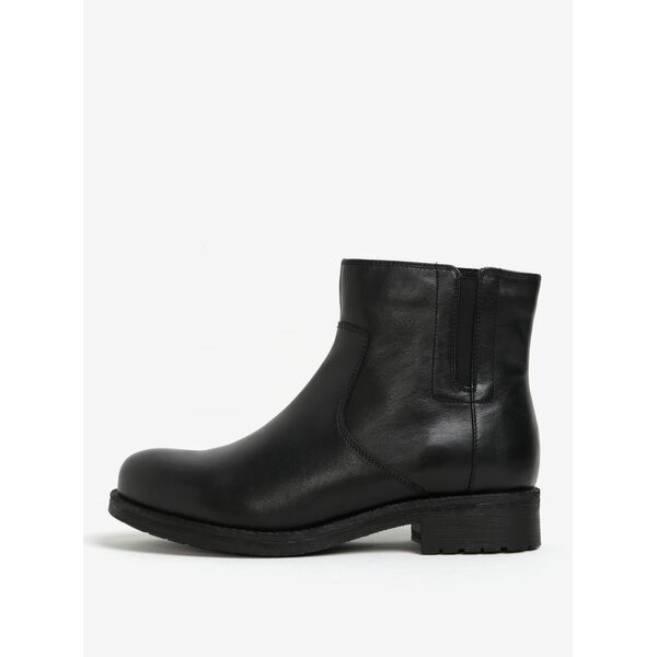 Botine negre din piele cu cusaturi decorative pentru femei Geox New Virna