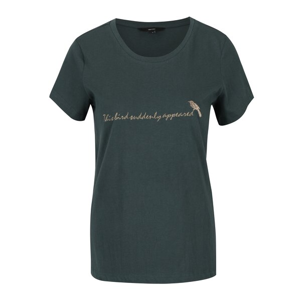 Tricou verde inchis cu broderie VERO MODA Clara